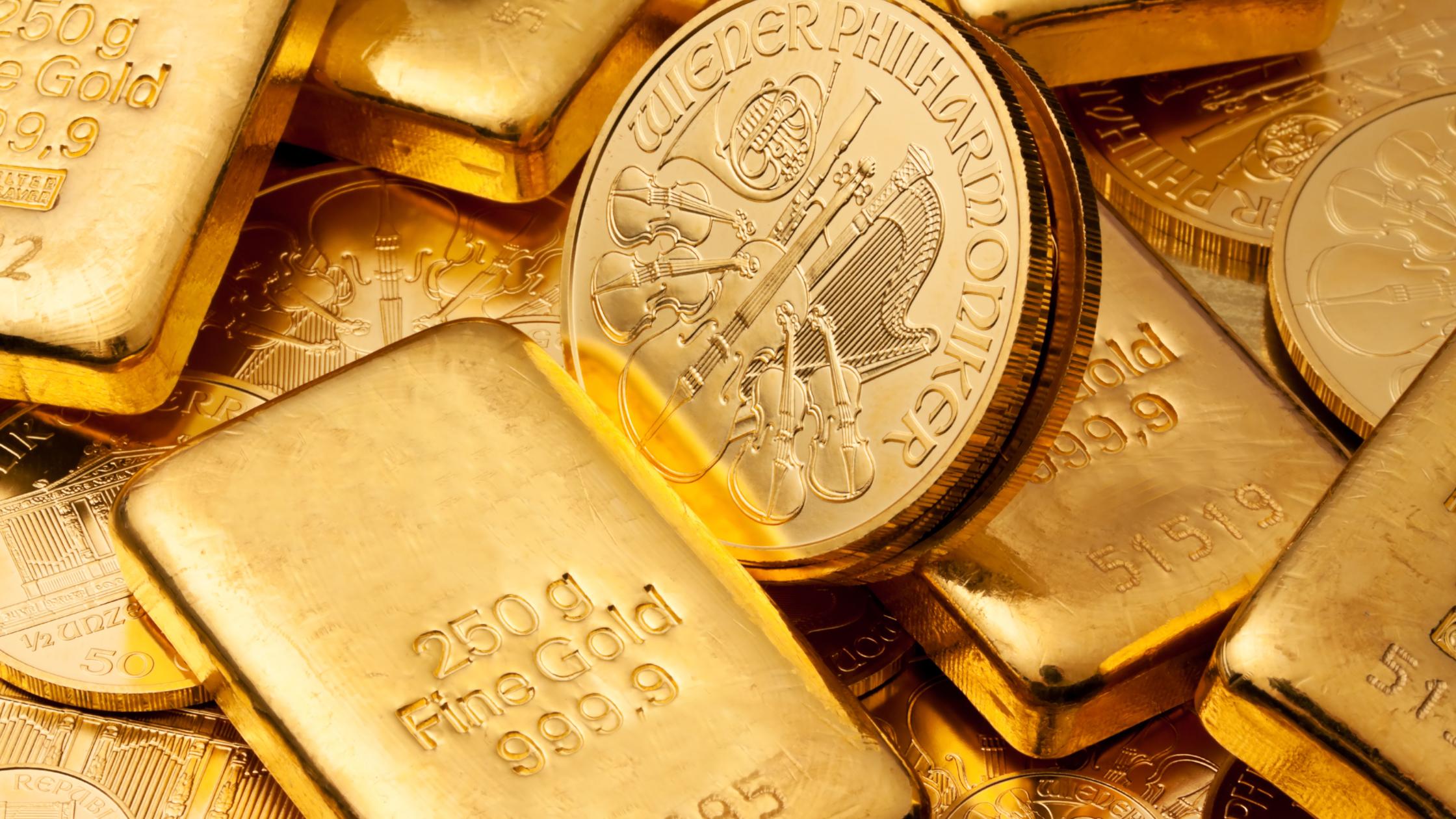 Close up of coins of bars